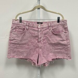 7 For All Mankind Monroe Cuttoff Denim Short Pink Raw Hem Button Fly W32